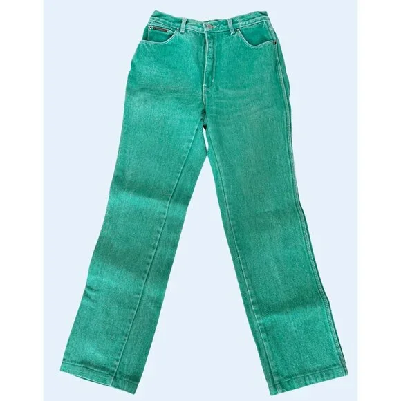 Vintage GLORIA VANDERBILT For Murjani 70s / 80s Green High Waist Jeans Size 24 - Picture 3 of 8